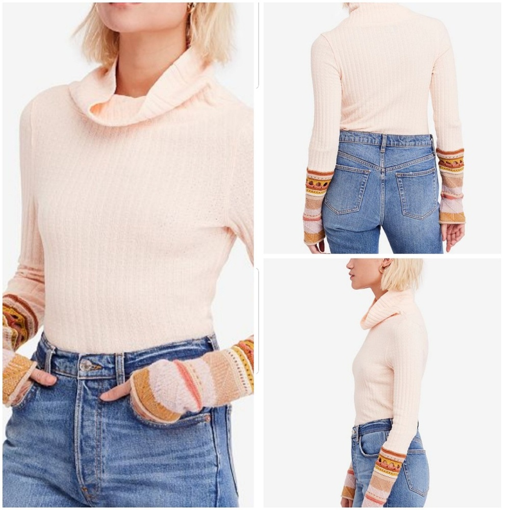 NWT Free People Mixed-Up-Cuff Thermal Top
